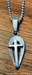 MaxSold Auction: 14 Kt White Gold Cross Teardrop Pendant with 925 Ball Chain - Ottawa (Ontario, Canada) PARTNER MANAGED Downsizing Online Auction - Fallowfield Road