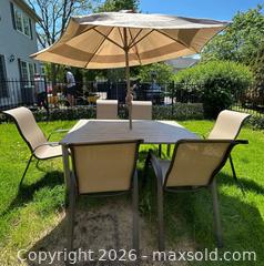 MaxSold Auction: Patio Dining Set with Table, 6 Chairs, Square Tilting Umbrella - Ottawa (Ontario, Canada) PARTNER MANAGED Downsizing Online Auction - Fallowfield Road
