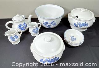 MaxSold Auction: Pfaltzgraff Ceramic Blue Floral Serving Set - Ottawa (Ontario, Canada) PARTNER MANAGED Downsizing Online Auction - Fallowfield Road