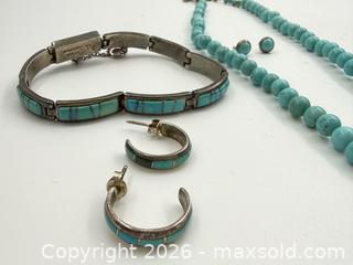 MaxSold Auction: Sterling Silver & Turquoise Jewelry Set by Calvin Begay - Ottawa (Ontario, Canada) PARTNER MANAGED Downsizing Online Auction - Fallowfield Road