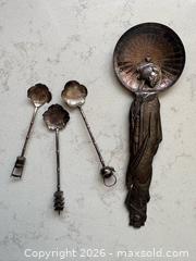 MaxSold Auction: Antique Asahi Sterling Figural Geisha Spoon Rest with 3 Spoons - Kingston (Ontario, Canada) SELLER MANAGED Downsizing Online Auction -  Roosevelt Drive