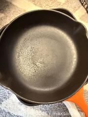 MaxSold Auction: Le Creuset size 23 cast iron skillet - Russell (Ontario, Canada) SELLER MANAGED Downsizing Online Auction -  Moonlight Drive