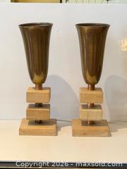 MaxSold Auction: Art Deco Copper + Limed Oak Torchiere Accent Lamps  - East York (Ontario, Canada) PARTNER MANAGED Estate Sale Online Auction -  Forest Hill