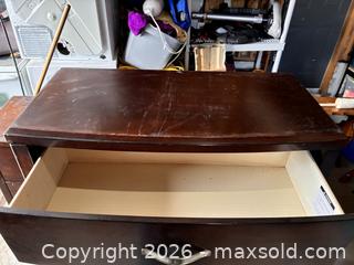 MaxSold Auction: Dark Cherry 5-Drawer Tall Chest of Drawers - Essa (Ontario, Canada) SELLER MANAGED Reseller Online Auction - Stonemount Crescent