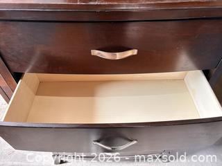 MaxSold Auction: Dark Cherry 5-Drawer Tall Chest of Drawers - Essa (Ontario, Canada) SELLER MANAGED Reseller Online Auction - Stonemount Crescent