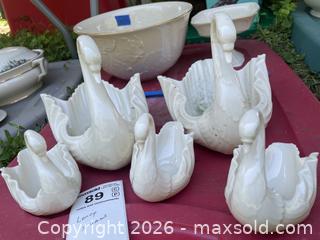 MaxSold Auction: Lenox Porcelain Swan Planter / Candy Dish Set of 5 - Pennington (New Jersey, USA) PARTNER MANAGED Downsizing Online Auction - Washington Crossing Pennington Road
