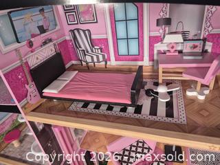 MaxSold Auction: KidKraft Multi-Level Wooden Dollhouse in Pink, White & Natural - Cypress (Texas, USA) PARTNER MANAGED Downsizing Online Auction - Woodworth Drive