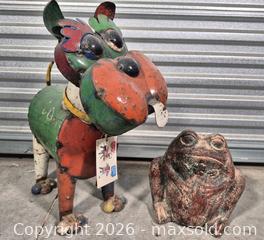MaxSold Auction: Metal Dog Yard Sculpture & Concrete Frog Planter - Cypress (Texas, USA) PARTNER MANAGED Downsizing Online Auction - Woodworth Drive