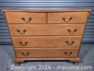 MaxSold Auction: TRUTYPE Solid Wood Dresser / Chest of Drawers, Light Brown - Cypress (Texas, USA) PARTNER MANAGED Downsizing Online Auction - Woodworth Drive