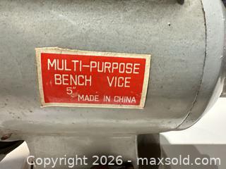 MaxSold Auction: 5-inch Cast Iron Bench Vise with Swivel Base - Warwick (Rhode Island, USA) SELLER MANAGED Reseller Online Auction - Warwick Avenue
