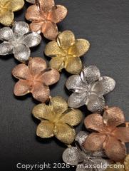 MaxSold Auction:  10K(20.4g),  TRI COLOR FLOWER UNIQUE DESIGN CHAIN 16" - Toronto (Ontario, Canada) PARTNER MANAGED Downsizing Online Auction - Yonge Street