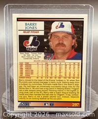 MaxSold Auction: 1992 Score Barry Jones Baseball Collectible Trading Card  - Newmarket (Ontario, Canada) PARTNER MANAGED Reseller Online Auction - Walter Avenue