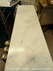 MaxSold Auction: MCM Marble Top Console Table with Brass Legs and Wood Shelf - Markham (Ontario, Canada) SELLER MANAGED Downsizing Online Auction -  Kings College Road