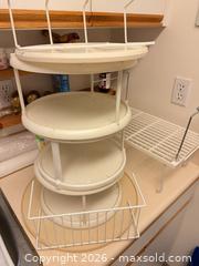 MaxSold Auction: 3-Tier Kitchen Organizer Lazy Susan & Under-Shelf Racks, White/Chrome misc pieces - Vancouver (British Columbia, Canada) SELLER MANAGED Estate Sale Online Auction - West King Edward Avenue (CONDO)