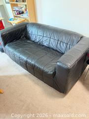 MaxSold Auction: Black Leather 3-Seat Sofa / Couch — 70 x 33 x 27 - Vancouver (British Columbia, Canada) SELLER MANAGED Estate Sale Online Auction - West King Edward Avenue (CONDO)