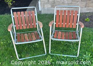 MaxSold Auction: Vintage Redwood and Aluminum Slatted Folding Lawn Chairs - Newmarket (Ontario, Canada) SELLER MANAGED Downsizing Online Auction - Silken Laumann Drive