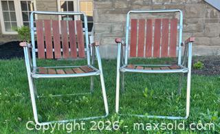 MaxSold Auction: Vintage Redwood and Aluminum Slatted Folding Lawn Chairs - Newmarket (Ontario, Canada) SELLER MANAGED Downsizing Online Auction - Silken Laumann Drive