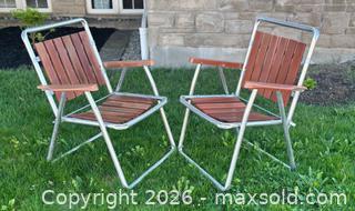 MaxSold Auction: Vintage Redwood and Aluminum Slatted Folding Lawn Chairs - Newmarket (Ontario, Canada) SELLER MANAGED Downsizing Online Auction - Silken Laumann Drive