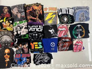 MaxSold Auction: Lot of 21 Assorted Men’s and Women’s Band/ Music Shirts  - Los Angeles (California, USA) SELLER MANAGED Charity/Fundraising Online Auction - Vanowen Street