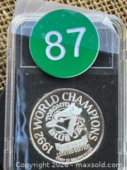 MaxSold Auction: Rare- 1992 TORONTO BLUE JAYS WORLD CHAMPIONS ONE OUNCE SILVER COIN - Aurora (Ontario, Canada) SELLER MANAGED Estate Sale Online Auction - Closs Square