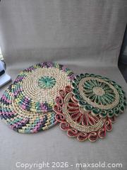 MaxSold Auction: Vintage Handwoven Straw Trivets / Wall Decor Mats – Colorful Woven Fiber Lot of 2 - Vancouver (British Columbia, Canada) SELLER MANAGED Reseller Online Auction - East 7th Avenue (STORAGE)