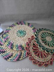 MaxSold Auction: Vintage Handwoven Straw Trivets / Wall Decor Mats – Colorful Woven Fiber Lot of 2 - Vancouver (British Columbia, Canada) SELLER MANAGED Reseller Online Auction - East 7th Avenue (STORAGE)