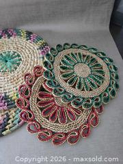 MaxSold Auction: Vintage Handwoven Straw Trivets / Wall Decor Mats – Colorful Woven Fiber Lot of 2 - Vancouver (British Columbia, Canada) SELLER MANAGED Reseller Online Auction - East 7th Avenue (STORAGE)