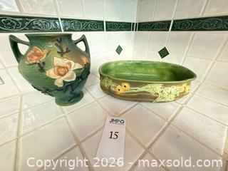 MaxSold Auction: Roseville Arts & Crafts Ceramic Vase and Centerpiece Bowl - San Jose (California, USA) PARTNER MANAGED Estate Sale Online Auction - Union Avenue