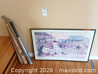 MaxSold Auction: Signed Framed Baseball Print with Assorted Bats, Patches & Card - San Jose (California, USA) PARTNER MANAGED Estate Sale Online Auction - Union Avenue