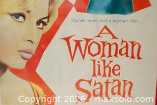 MaxSold Auction: Framed Vintage Movie Poster "A Woman Like Satan"  - Toronto (Ontario, Canada) SELLER MANAGED Downsizing Online Auction - Nassau Street