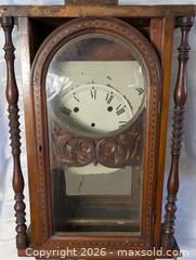 MaxSold Auction: ANTIQUE Clock Case Wooden Glass Door Spindle clock - Kingston (Ontario, Canada) SELLER MANAGED Reseller Online Auction - Railway Street