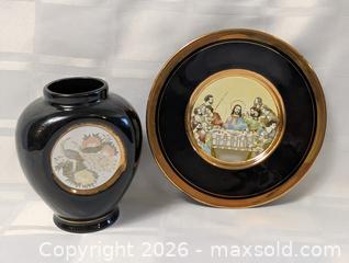 MaxSold Auction: Silver and gold and copper Etched Artwork Vase and Plate Religious  - Kingston (Ontario, Canada) SELLER MANAGED Reseller Online Auction - Railway Street