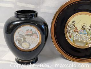 MaxSold Auction: Silver and gold and copper Etched Artwork Vase and Plate Religious  - Kingston (Ontario, Canada) SELLER MANAGED Reseller Online Auction - Railway Street