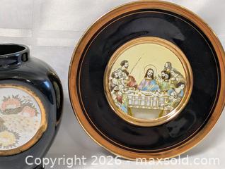 MaxSold Auction: Silver and gold and copper Etched Artwork Vase and Plate Religious  - Kingston (Ontario, Canada) SELLER MANAGED Reseller Online Auction - Railway Street