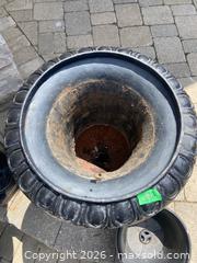 MaxSold Auction: Black Cast Iron Urn Planters  - Belleville (Ontario, Canada) PARTNER MANAGED Downsizing Online Auction - Hazel Court