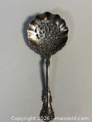 MaxSold Auction: Antique STERLING SILVER Pierced Bon-Bon and Sugar/Berry Sifter - Marked  - Toronto (Ontario, Canada) SELLER MANAGED Reseller Online Auction - Chesswood Drive