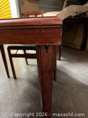 MaxSold Auction: Solid Wood Card/Game Table with 4 Upholstered Chairs, Brown/Green - Cathedral City (California, USA) SELLER MANAGED Moving Online Auction - Converse Road (STORAGE)