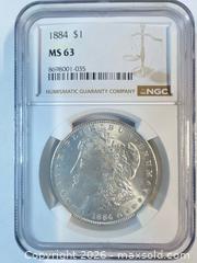 MaxSold Auction: 1884 Morgan Silver Dollar, Philadelphia (No Mint Mark) - Winter Haven (Florida, USA) SELLER MANAGED Estate Sale Online Auction -  6th Street North West