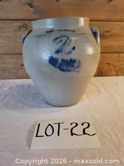 MaxSold Auction: 2 Gallon Salt-Glazed Stoneware Crock with Cobalt Decoration - Morgan Hill (California, USA) PARTNER MANAGED Estate Sale Online Auction - Holiday Drive