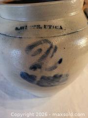 MaxSold Auction: 2 Gallon Salt-Glazed Stoneware Crock with Cobalt Decoration - Morgan Hill (California, USA) PARTNER MANAGED Estate Sale Online Auction - Holiday Drive