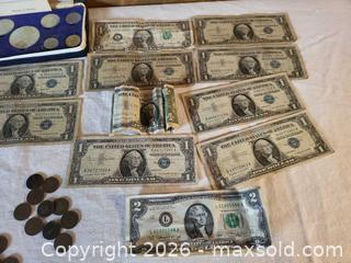 MaxSold Auction: Mixed Coins and Currency Lot with Coin Presentation Case - Morgan Hill (California, USA) PARTNER MANAGED Estate Sale Online Auction - Holiday Drive