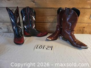 MaxSold Auction: Two Pairs Leather Cowboy/Western Boots US 9.5 Black/Red & Brown - Morgan Hill (California, USA) PARTNER MANAGED Estate Sale Online Auction - Holiday Drive