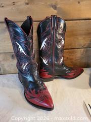 MaxSold Auction: Two Pairs Leather Cowboy/Western Boots US 9.5 Black/Red & Brown - Morgan Hill (California, USA) PARTNER MANAGED Estate Sale Online Auction - Holiday Drive