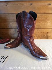 MaxSold Auction: Two Pairs Leather Cowboy/Western Boots US 9.5 Black/Red & Brown - Morgan Hill (California, USA) PARTNER MANAGED Estate Sale Online Auction - Holiday Drive