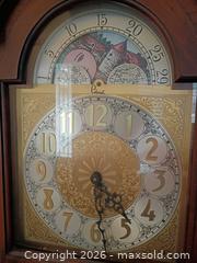 MaxSold Auction: Colonial Mahogany Grandfather Clock with Moon Phase Dial - Winter Haven (Florida, USA) PARTNER MANAGED Estate Sale Online Auction - Jardin Lane
