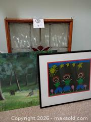 MaxSold Auction: Stained Glass Panel, Framed Children's Art & Landscape Painting (R) - Winter Haven (Florida, USA) PARTNER MANAGED Estate Sale Online Auction - Jardin Lane