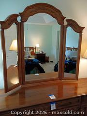 MaxSold Auction: Traditional Medium Brown Dresser with Tri-Fold Mirror - Winter Haven (Florida, USA) PARTNER MANAGED Estate Sale Online Auction - Jardin Lane