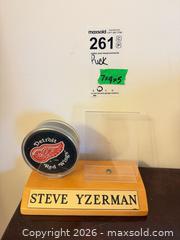 MaxSold Auction: Detroit Red Wings Steve Yzerman Hockey Puck Display B - Toronto (Ontario, Canada) Estate Sale Online Auction - Sparkhall Avenue