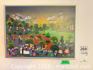 MaxSold Auction: Pair of Folk/Naïve Village Landscape Paintings, Acrylic on Canvas, Signed C - Toronto (Ontario, Canada) Estate Sale Online Auction - Sparkhall Avenue