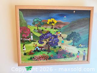 MaxSold Auction: Pair of Folk/Naïve Village Landscape Paintings, Acrylic on Canvas, Signed C - Toronto (Ontario, Canada) Estate Sale Online Auction - Sparkhall Avenue